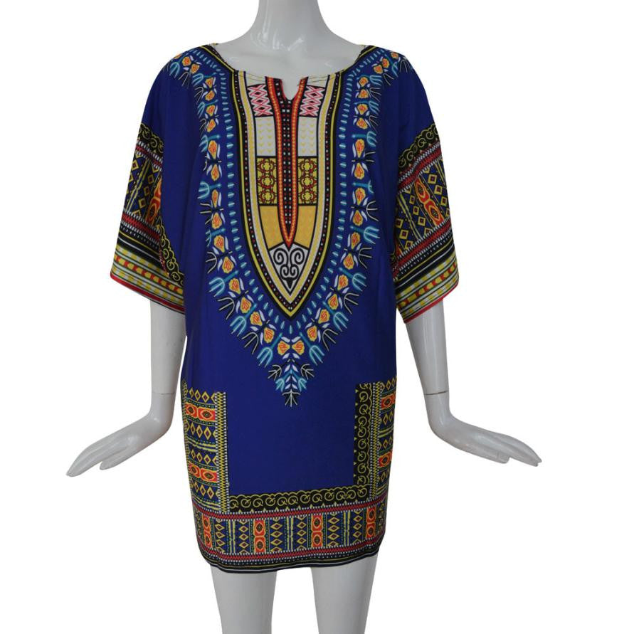 Above Knee Print  Dress Women  Dress Summer Traditional African   Straight Print Dresses - Flickdeal.co.nz
