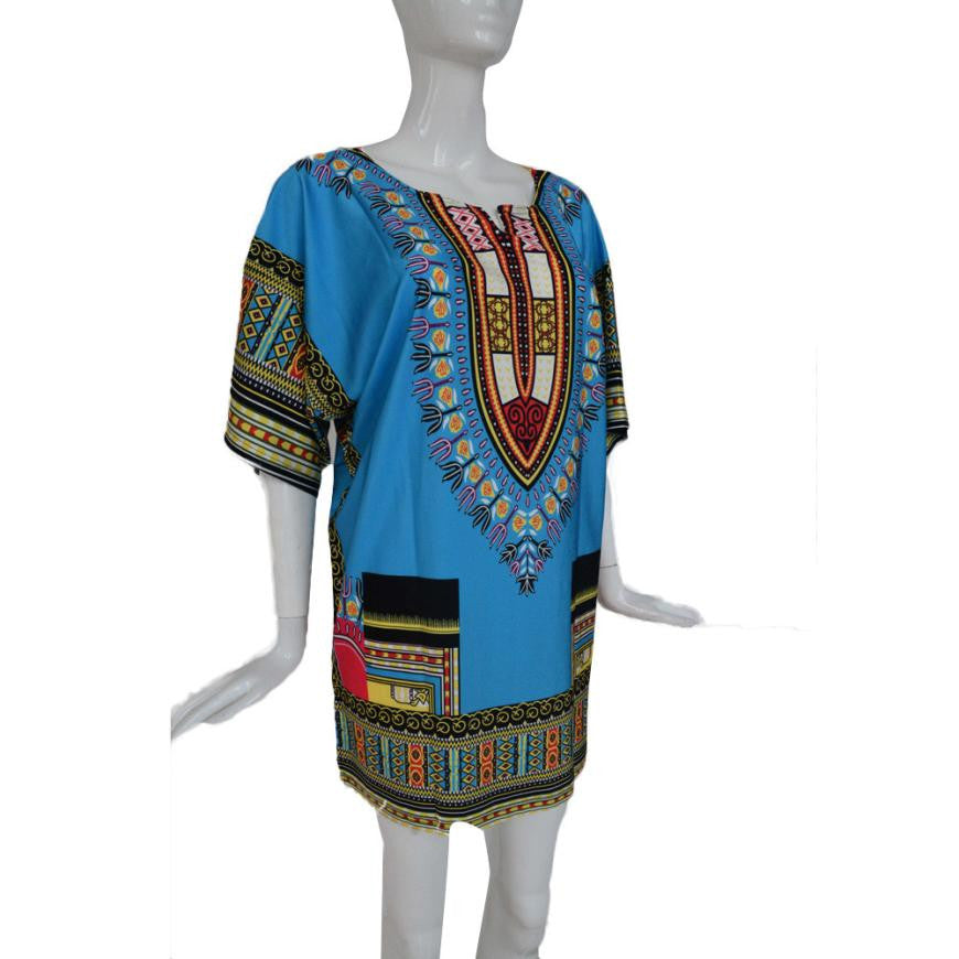 New Summer Dress for Women Traditional African Print   Dress Straight Print Above Knee Dresses - Flickdeal.co.nz