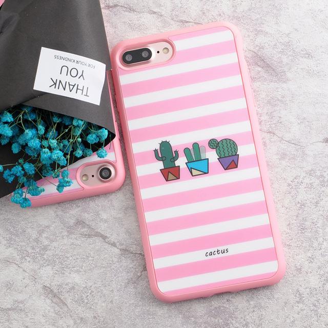 Silicone Case for iPhone 5s 5 SE 6 6s 6plus 7 7plus Smooth Case Cat Cactus Plants Pattern Silicone case - Flickdeal.co.nz