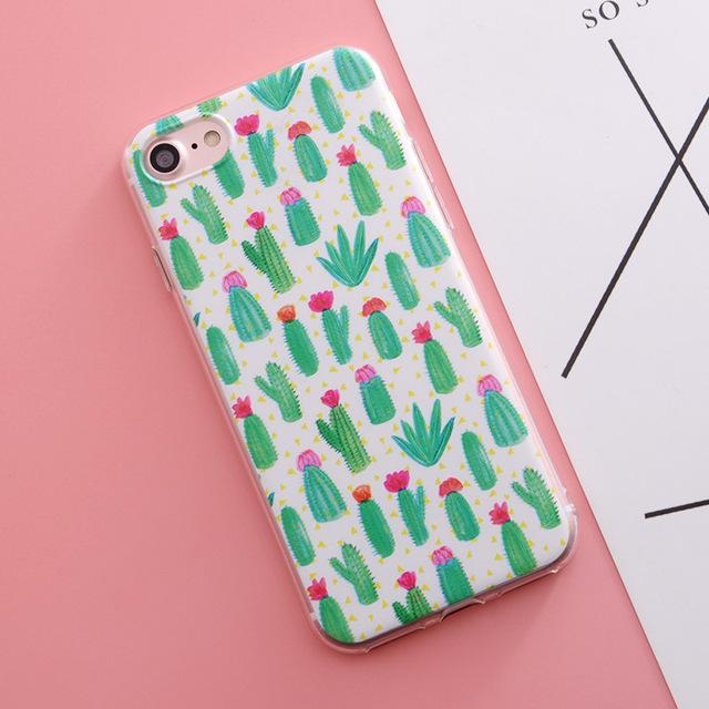 Case For iphone 7 7plus 6 6s 6plus 5 5s Fruit Flower Plants Cactus Pattern Silicone Phone Case - Flickdeal.co.nz