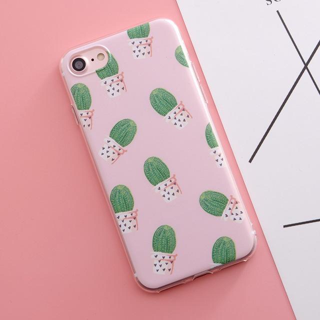 Case For iphone 7 7plus 6 6s 6plus 5 5s Fruit Flower Plants Cactus Pattern Silicone Phone Case - Flickdeal.co.nz