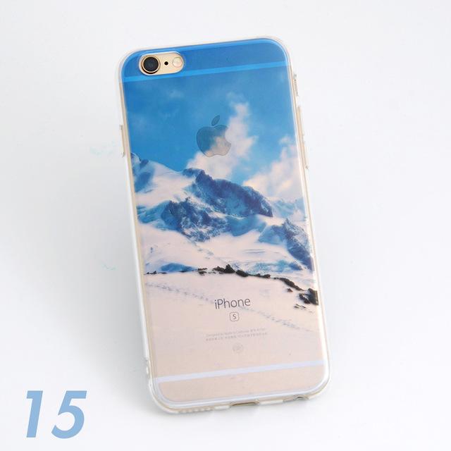 Phone Cases Forest Ocean Snow Mountain landscape Scenery Soft TPU Phone Case For iphone 5 5s SE 6 6s 7 6plus Case - Flickdeal.co.nz