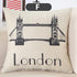Cushion Covers - Vintage Clock Tower Bridge Pattern Pillowcase 40138 - Flickdeal.co.nz