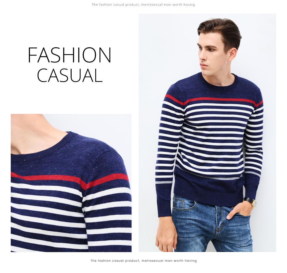 Mens Slim Fit Striped Sweaters  O-Neck Pullover Knitted Men's Clothing - PO105 - Flickdeal.co.nz