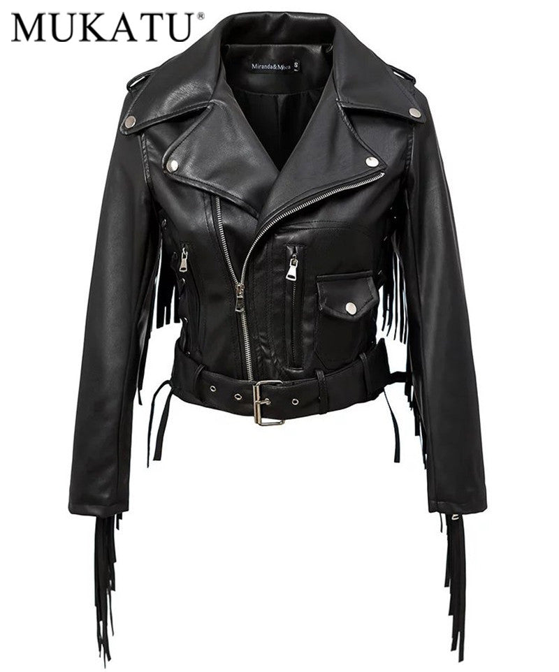 Women Autumn Motorcycle Faux Leather Jackets -H456 - Flickdeal.co.nz