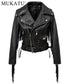Women Autumn Motorcycle Faux Leather Jackets -H456 - Flickdeal.co.nz