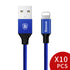 10pcs/lot USB Cable For iPhone 7 6 6s Plus 5 5s SE iPad Fast Data Sync Charging Charger Mobile Phone Cables - Flickdeal.co.nz