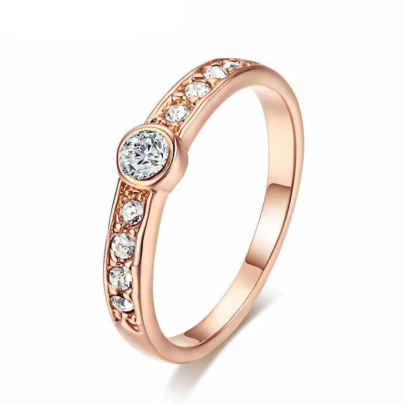 Crystal Ring Rose Gold White Gold Color Austrian Crystals - Flickdeal.co.nz