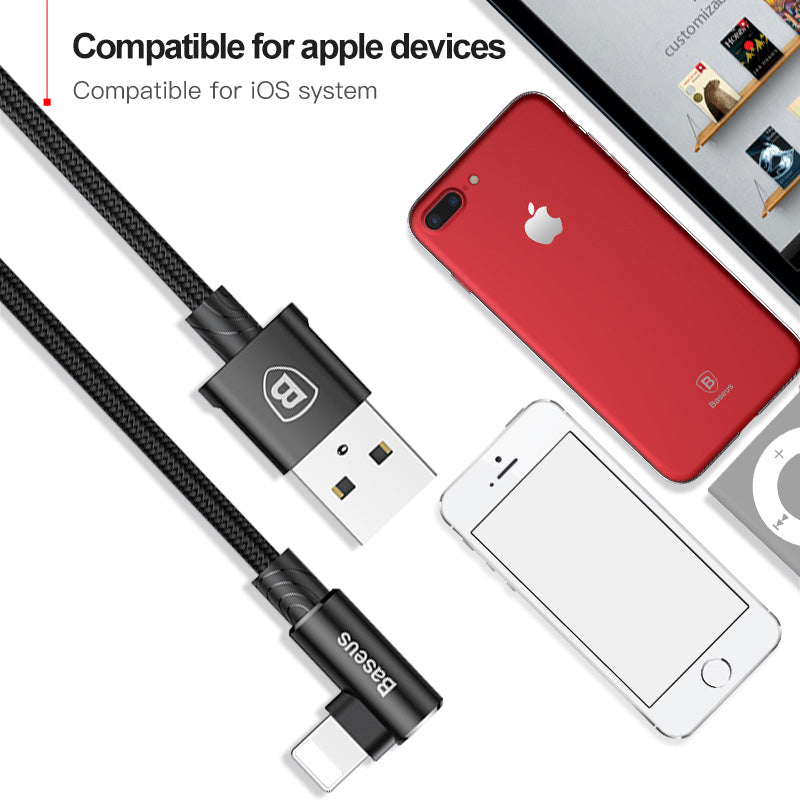 MVP Elbow USB Cable For iPhone 8 7 6 6s Plus se 5 5s iPad Air Mini Fast Charging Charger Data Mobile Phone Cables - Flickdeal.co.nz