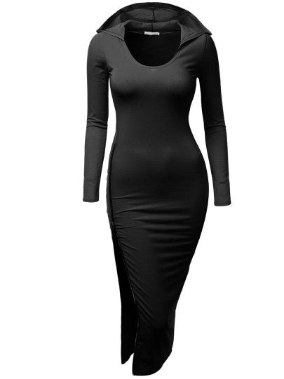 Plain Split Women's Hooded Dress - Flickdeal.co.nz