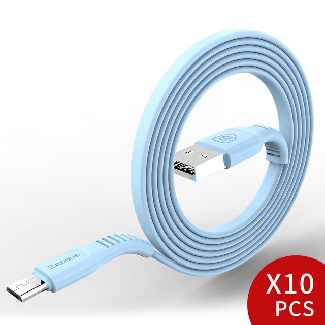 10pcs Flat Micro USB Cable For Android Phone Data Sync Charger Micro usb Cable For Samsung Huawei Xiaomi - Flickdeal.co.nz