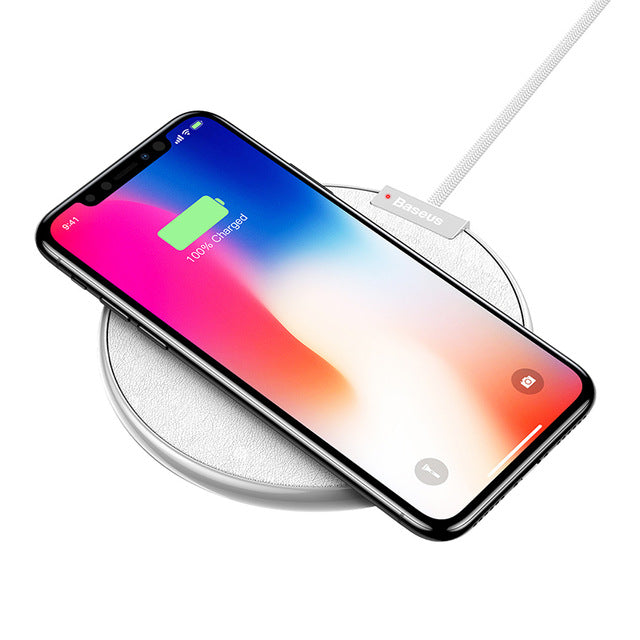 Leather Qi Wireless Charger For iPhone X 8 Plus Samsung Galaxy Note 8 S8 S7 S6 Edge Desktop Fast Wireless Charging Pad - Flickdeal.co.nz