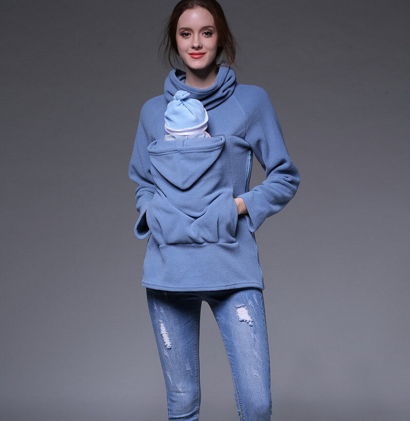 Fashion Women Maternity Kangaroo Hooded Baby Carriers Sweatshirts Hoodies Jacket Coat - Flickdeal.co.nz