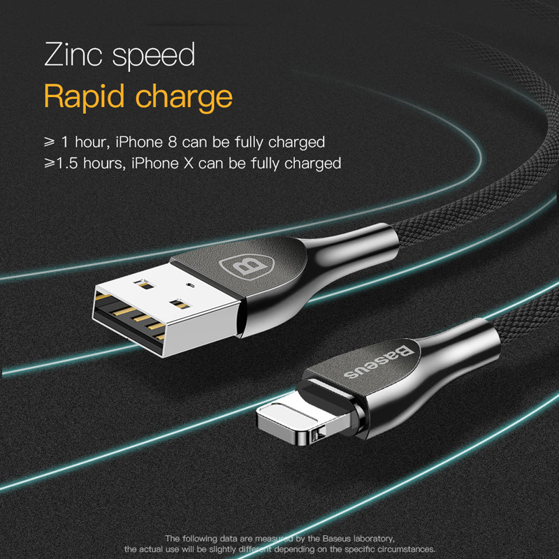 Zinc Alloy USB Cable 2A Fast Data Sync Charging Charger Cable For iPhone X 8 7 6 6s Plus 5 5s se iPad Mobile Phone Cables - Flickdeal.co.nz