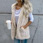 Womens Vest Winter Warm Hoodie Outwear Casual Coat Faux Fur Zip Up Sherpa Jacket - Flickdeal.co.nz