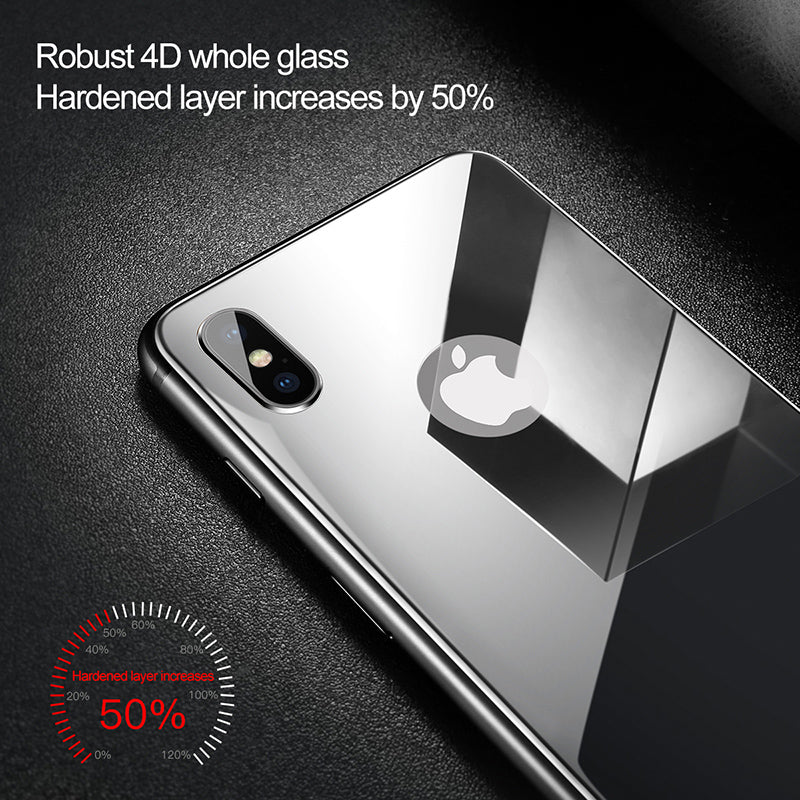 4D Back Screen Protector Tempered Glass For iPhone X 10 Full Body Cover Protection Rear Toughened Glass Film For iPhoneX - Flickdeal.co.nz
