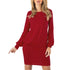Women's  Solid Wiggle Dress O-Neck Wrap Dress Long Sleeve Mini Dress - Flickdeal.co.nz