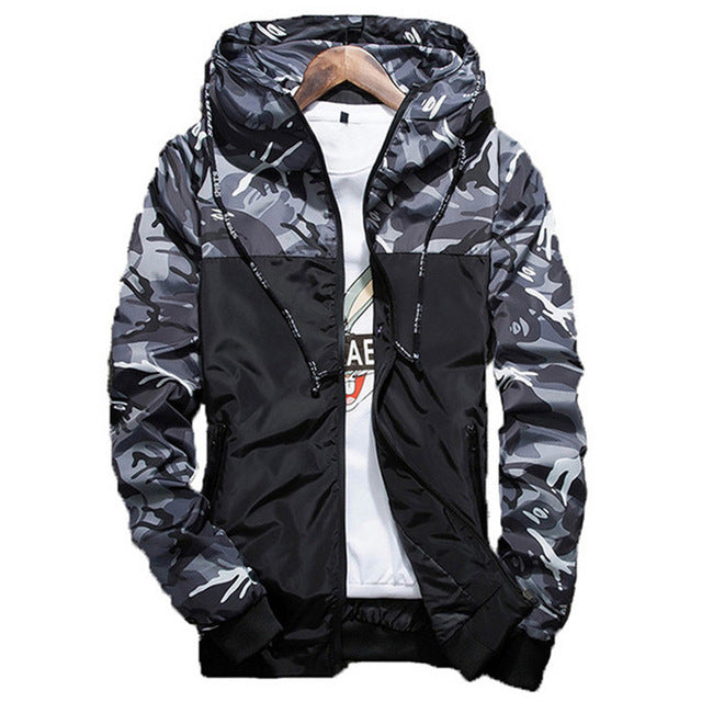 New Fashion Camouflage Hooded Coat Jackets for Men  Casual Windbreaker Men's Slim Fit Streetwear - Flickdeal.co.nz