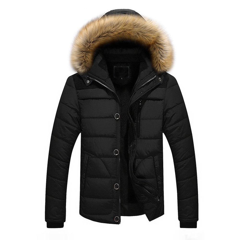 Men Outdoor Warm Winter Thick Jacket Plus Fur Hooded Coat Jacket - Flickdeal.co.nz