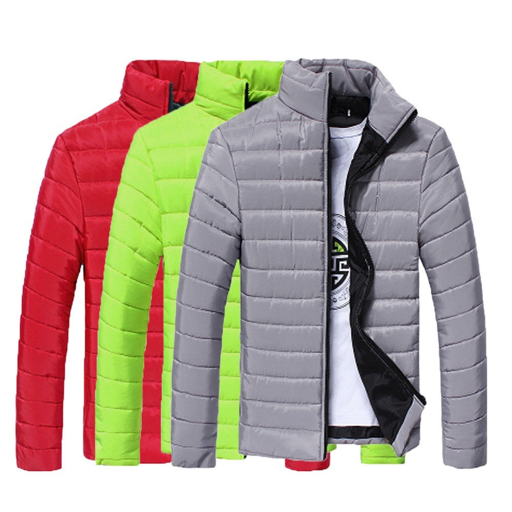 Boys Men Warm Stand Collar Slim Winter Zip Coat Outwear Jacket - Flickdeal.co.nz