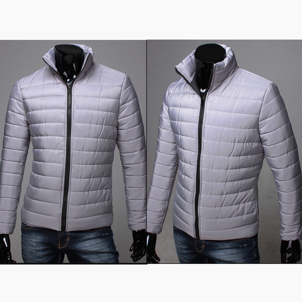 Boys Men Warm Stand Collar Slim Winter Zip Coat Outwear Jacket - Flickdeal.co.nz