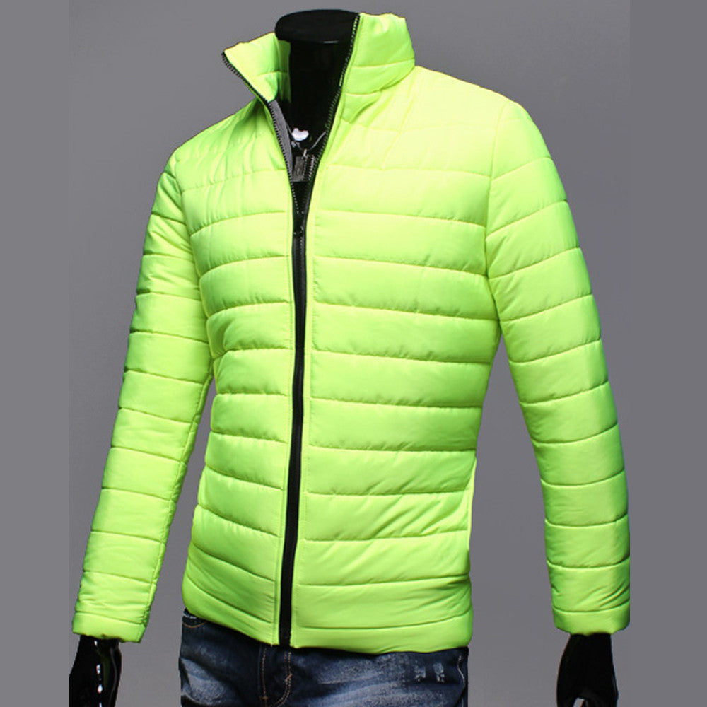 Boys Men Warm Stand Collar Slim Winter Zip Coat Outwear Jacket - Flickdeal.co.nz