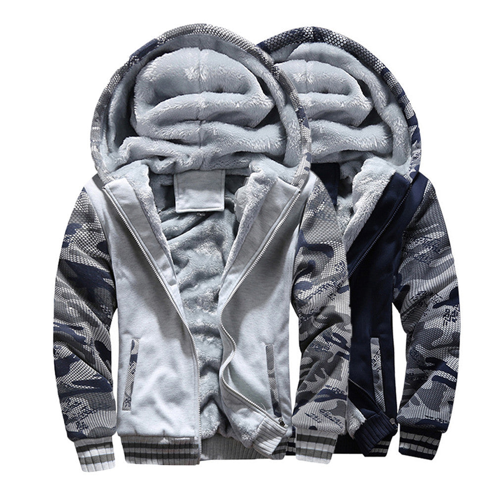 Mens M-4XL Winter Warm Fleece Hood Zipper Sweater Jacket Outwear Coat - Flickdeal.co.nz