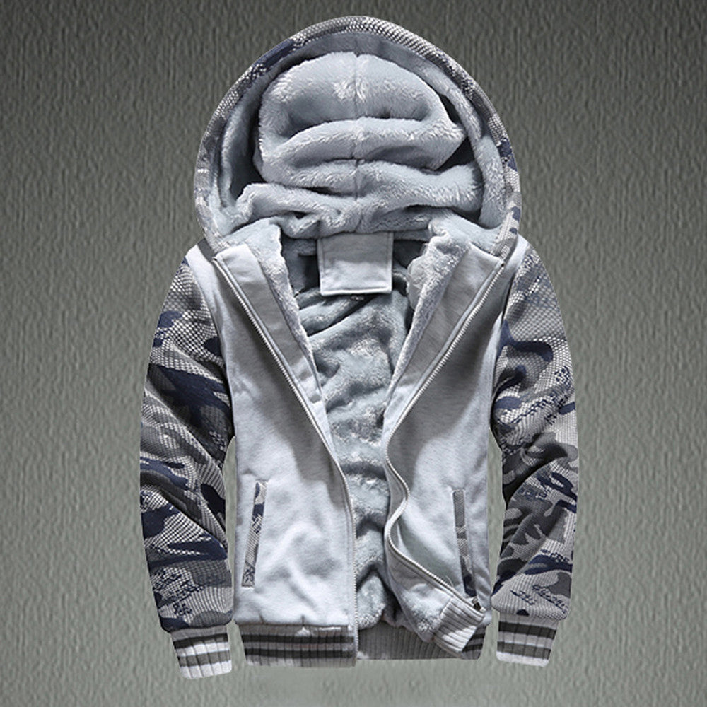 Mens M-4XL Winter Warm Fleece Hood Zipper Sweater Jacket Outwear Coat - Flickdeal.co.nz