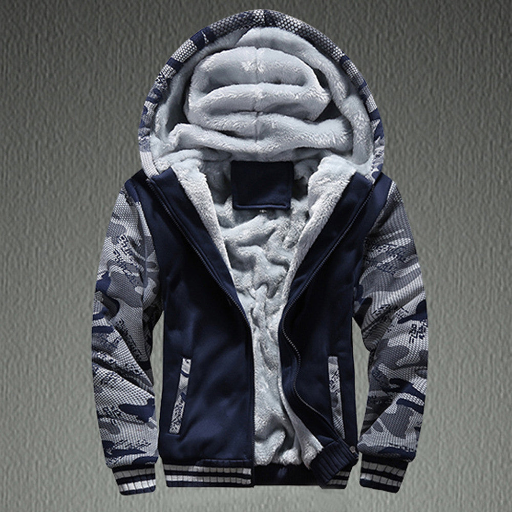 Mens M-4XL Winter Warm Fleece Hood Zipper Sweater Jacket Outwear Coat - Flickdeal.co.nz
