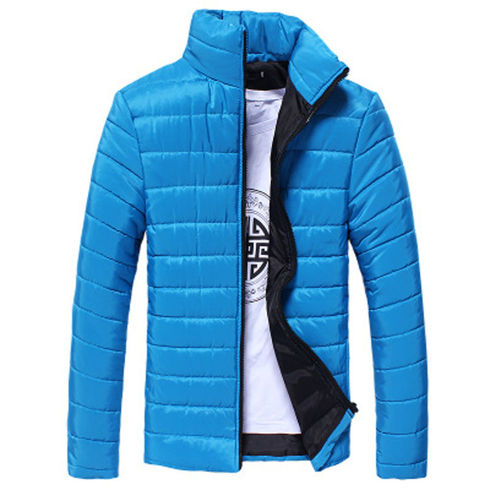 Boys Men Warm Stand Collar Slim Winter Zip Coat Outwear Jacket - Flickdeal.co.nz