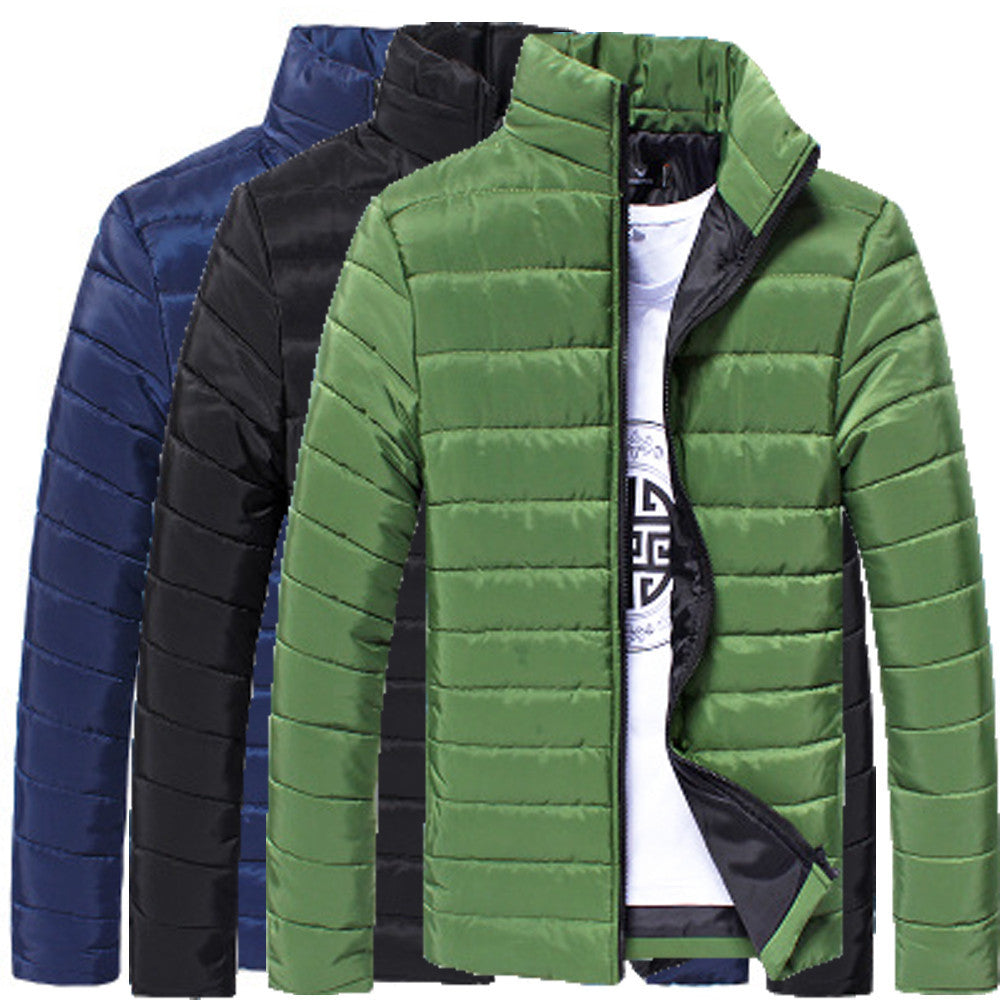 Men Cotton Stand Zipper Warm Winter Thick Coat Jacket A510 - Flickdeal.co.nz