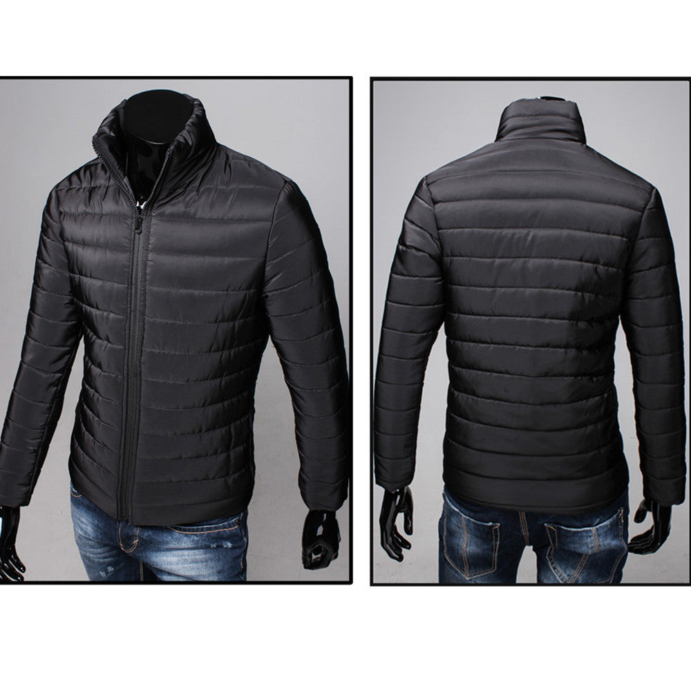 Men Cotton Stand Zipper Warm Winter Thick Coat Jacket A510 - Flickdeal.co.nz