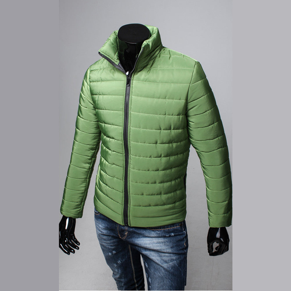 Men Cotton Stand Zipper Warm Winter Thick Coat Jacket A510 - Flickdeal.co.nz