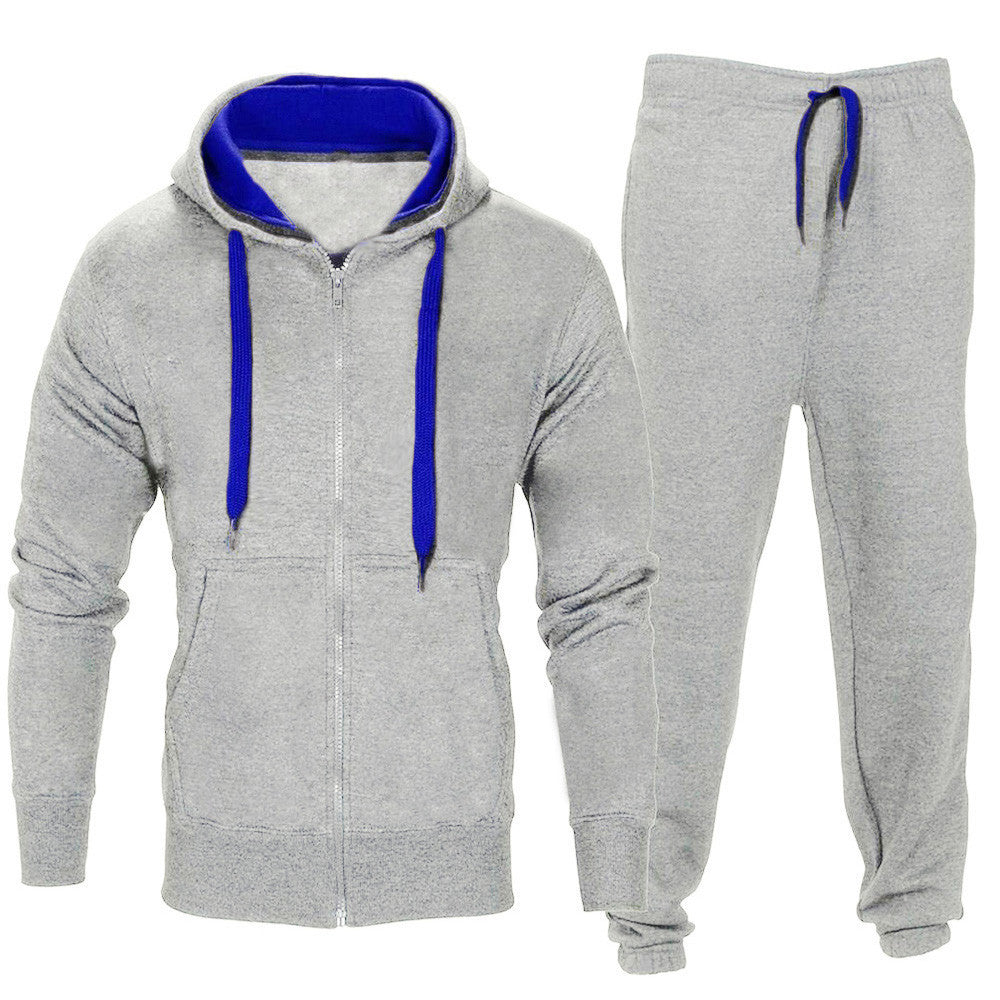 Men Stretchy Trousers Hooded Coat Jacket Pants Jogging Sports Tracksuit Set- AT65 - Flickdeal.co.nz