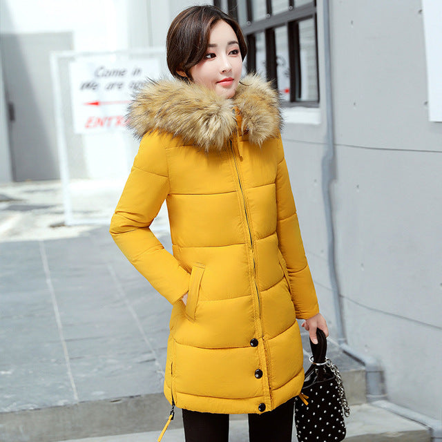 New Fashion hooded slim long cotton padded jacket for women GT67