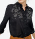 Europe and America autumn and winter handmade pearl embroidered long sleeved shirt 876h