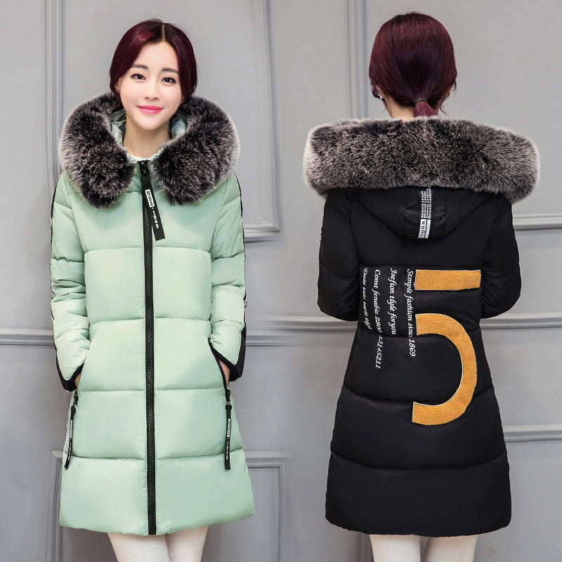 NEW FASHION jacket - big fur collar personality 5 letters long slim size thick jacket