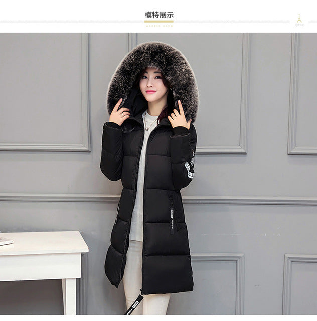 NEW FASHION jacket - big fur collar personality 5 letters long slim size thick jacket
