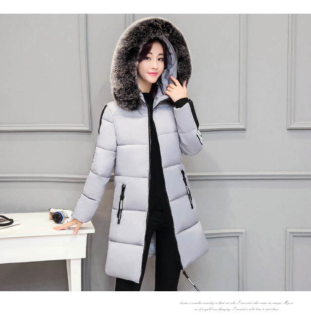 NEW FASHION jacket - big fur collar personality 5 letters long slim size thick jacket