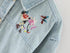 Flower bird embroidery washed denim jacket # 8278R
