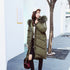 Winter women's coat girls long slim big fur coat padded down jacket -7865 - Flickdeal.co.nz